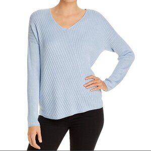 Eileen Fisher‎ Lt Blue Tencel Organic Cotton Silk Rib Asymmetrical Sweater Top M